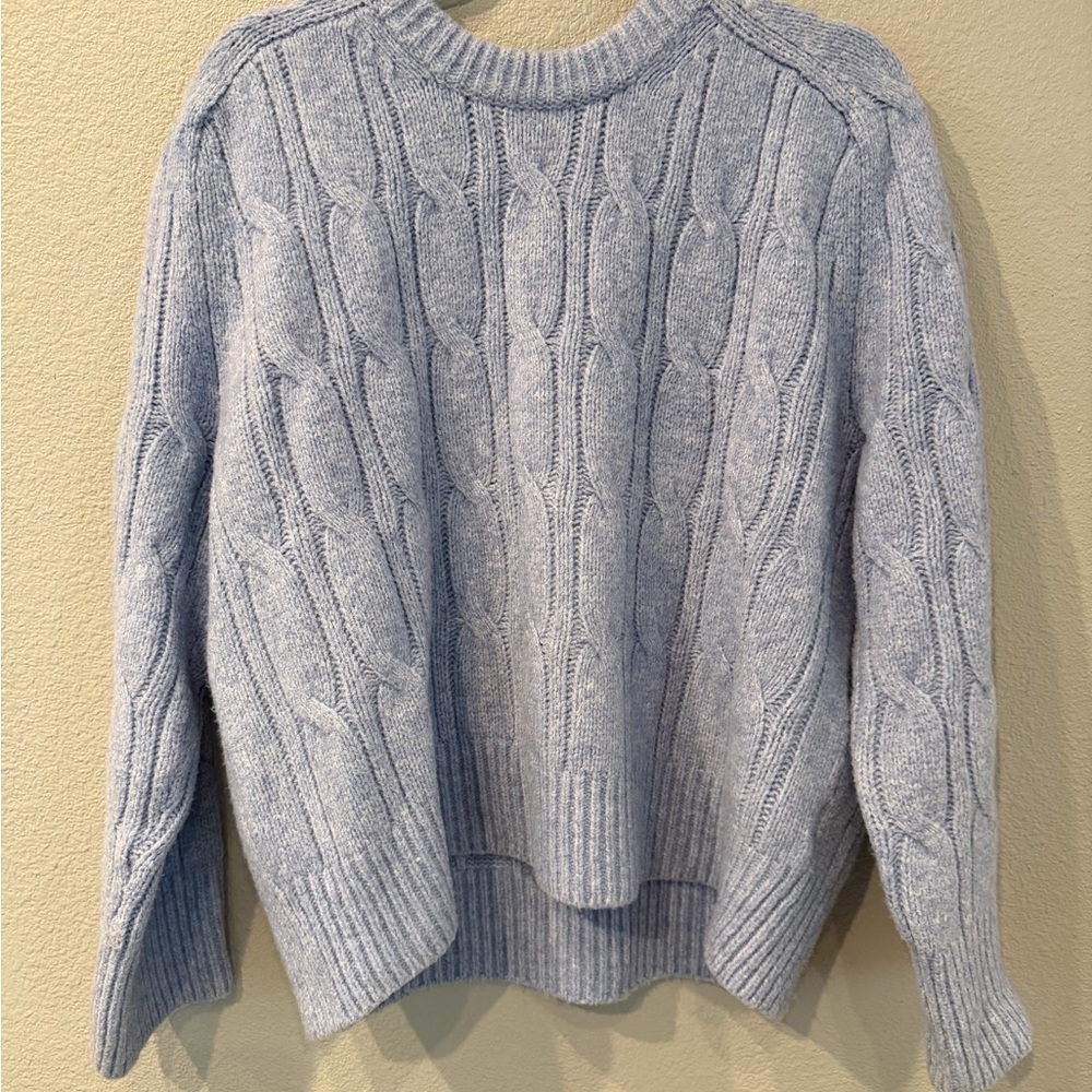 Abercrombie & Fitch Light Blue Cable Crewneck Sweater